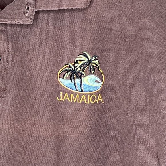 Jamaica Souvenir Polo Shirt Mens XL Brown Short Sleeve Cotton Daily Polo Tag - Picture 3 of 9
